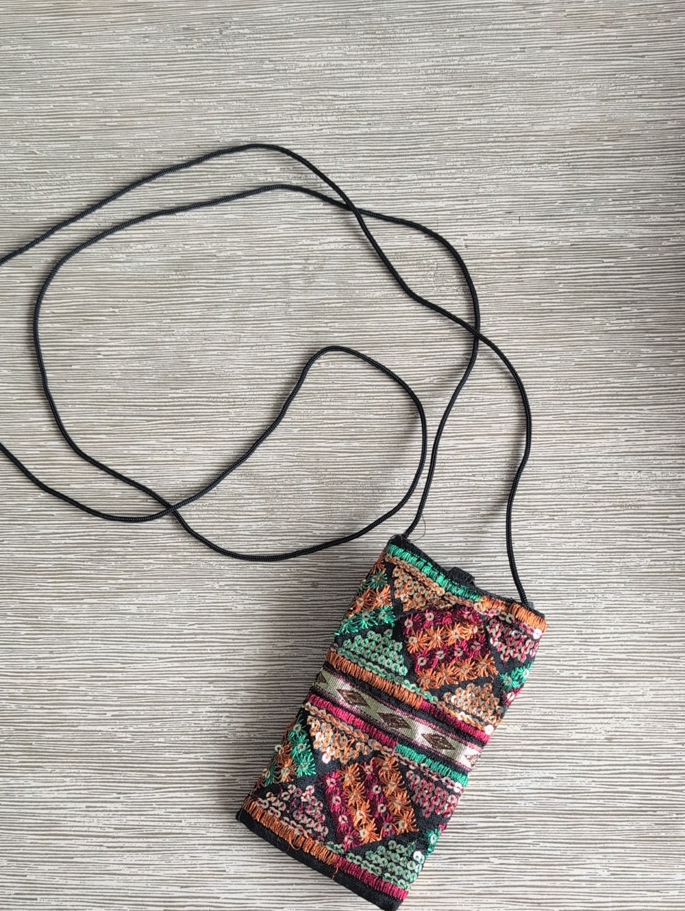 Crossbody Small Indian Pouch Bag Purse in Green & Multicolor Sequins
